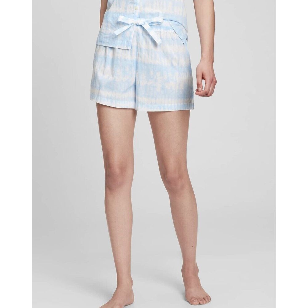 Gap Women's Poplin PJ Shorts Sleep Shorts Plaid Blue White Cotton Size XS